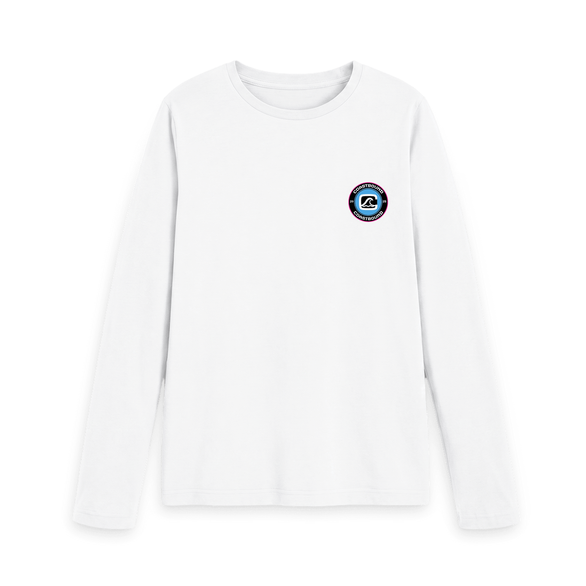 White Printed Long Sleeve T Shirt Front